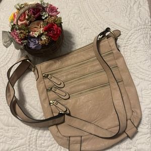 Bueno Taupe Brown Soft Faux Leather Crossbody Purse